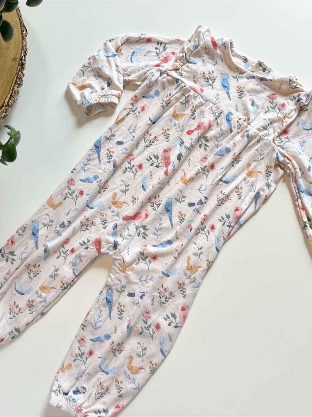 Angel Dear Bamboo Bird Ruffle Romper | 18-24m